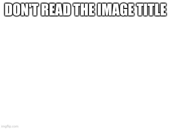 Don't read the text in image | DON'T READ THE IMAGE TITLE | image tagged in blank white template | made w/ Imgflip meme maker