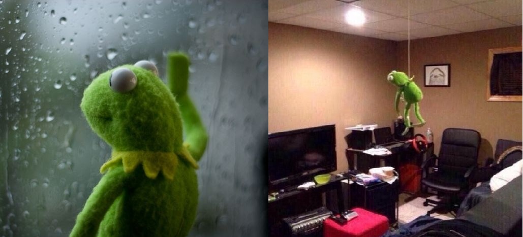 High Quality Sad Kermit hanged Blank Meme Template