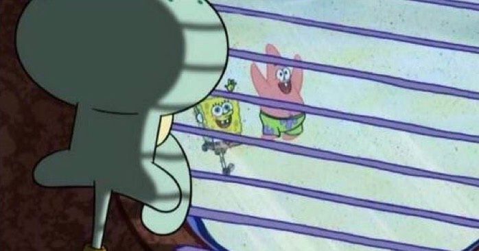 High Quality Squidward looking out window Blank Meme Template