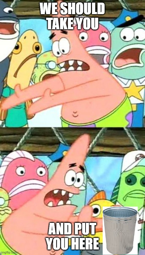 Put It Somewhere Else Patrick Meme | WE SHOULD TAKE YOU AND PUT YOU HERE | image tagged in memes,put it somewhere else patrick | made w/ Imgflip meme maker