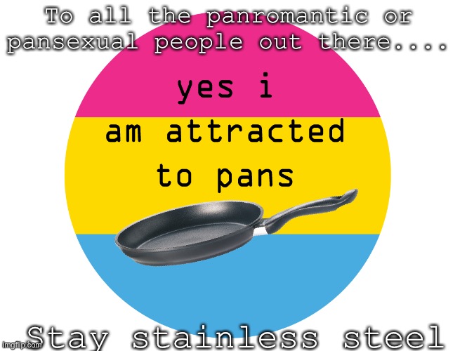 ✨Yes✨ | To all the panromantic or pansexual people out there.... Stay stainless steel | image tagged in yes,eyes,oops,ceiling cat,corn dogs,oh wow are you actually reading these tags | made w/ Imgflip meme maker