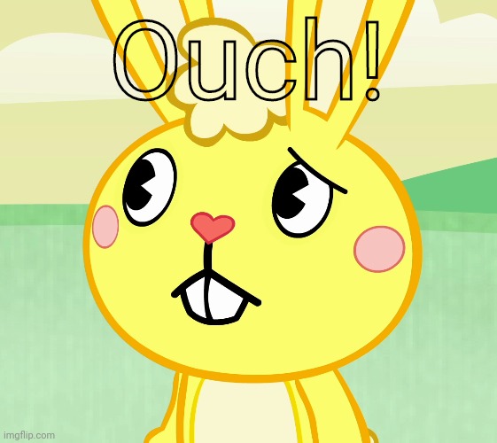 Confused Cuddles (HTF) | Ouch! | image tagged in confused cuddles htf | made w/ Imgflip meme maker