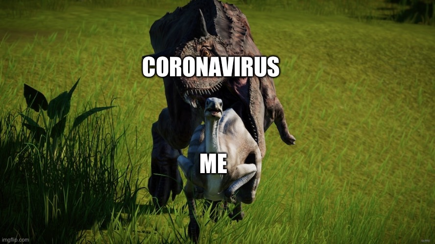 Last Words Carno | CORONAVIRUS; ME | image tagged in last words carno | made w/ Imgflip meme maker