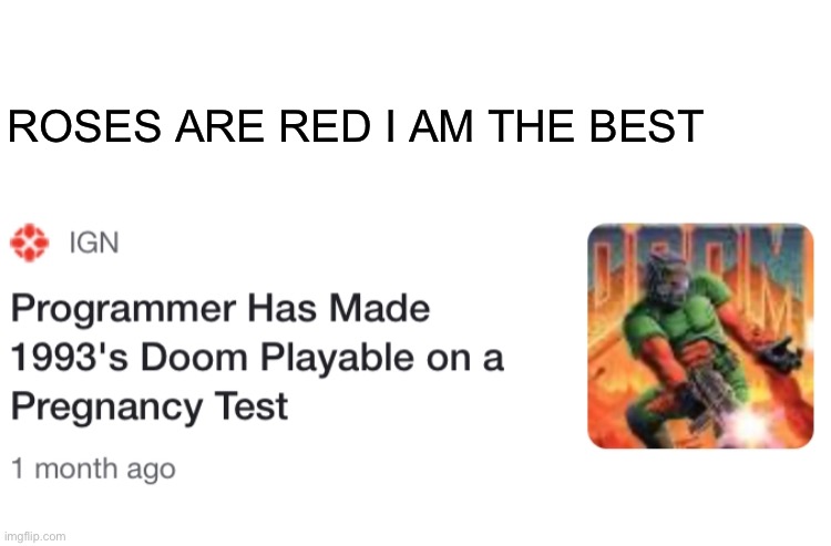 Roses are red I am the best | ROSES ARE RED I AM THE BEST | image tagged in doom | made w/ Imgflip meme maker