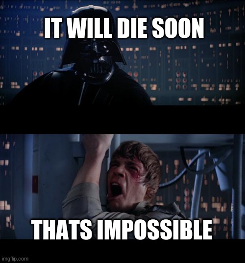 Star Wars No Meme | IT WILL DIE SOON THATS IMPOSSIBLE | image tagged in memes,star wars no | made w/ Imgflip meme maker