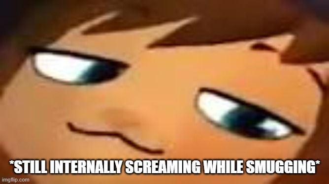 smug hat kid.mp4 | *STILL INTERNALLY SCREAMING WHILE SMUGGING* | image tagged in smug hat kid mp4 | made w/ Imgflip meme maker