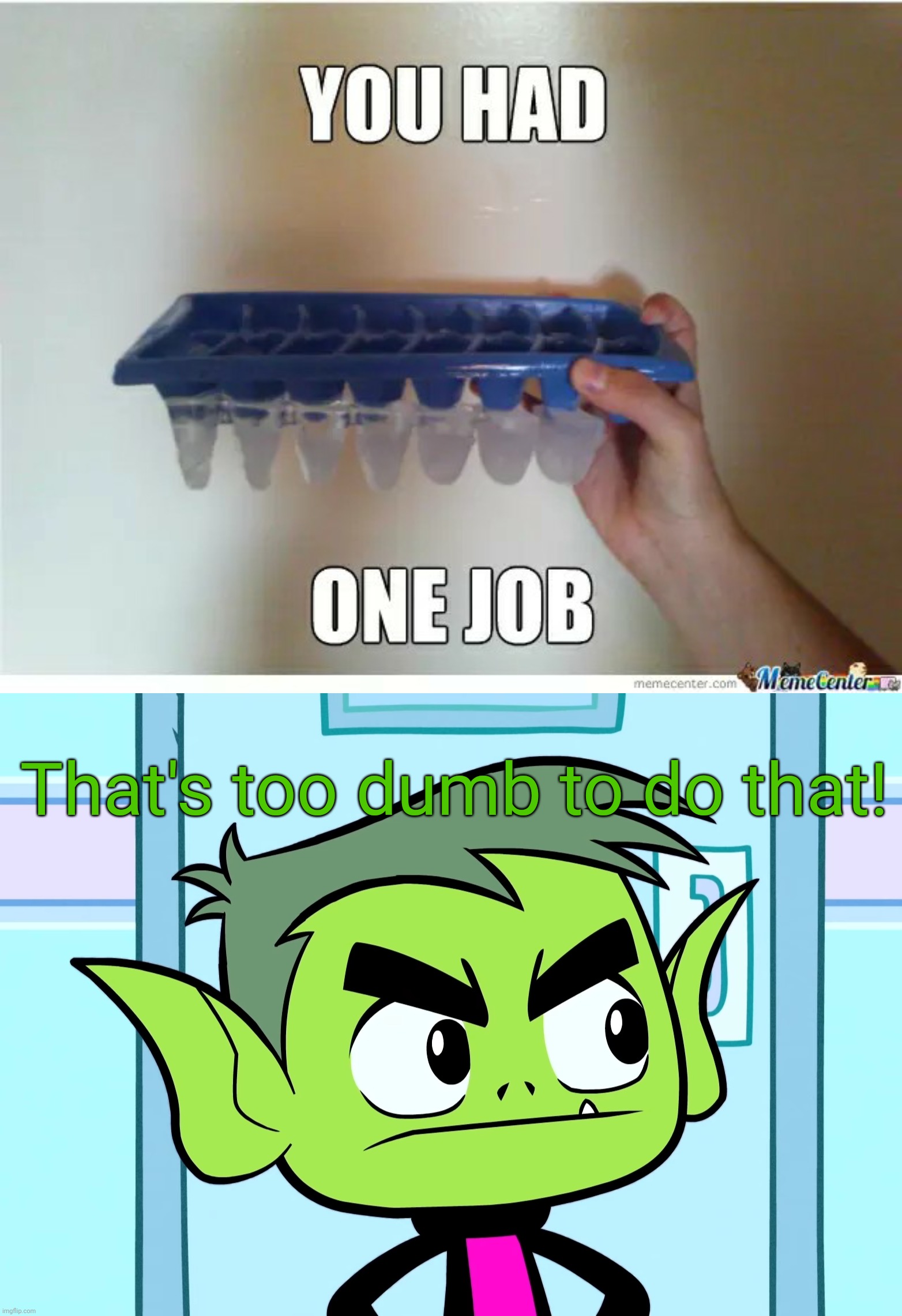 That's too dumb to do that! | image tagged in angry beast boy ttg,funny,memes,fails,task failed successfully,you had one job | made w/ Imgflip meme maker