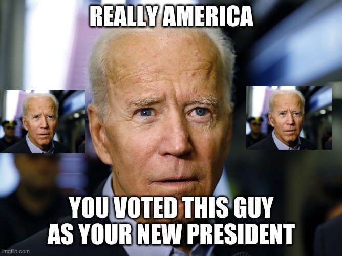 Biden Sucks | REALLY AMERICA; YOU VOTED THIS GUY AS YOUR NEW PRESIDENT | image tagged in joe biden | made w/ Imgflip meme maker