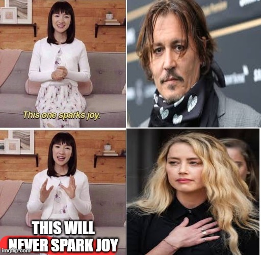 THIS WILL NEVER SPARK JOY | image tagged in this one sparks joy,meme,johnny depp | made w/ Imgflip meme maker