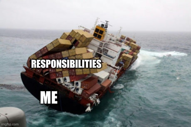 RESPONSIBILITIES; ME | image tagged in responsibilities | made w/ Imgflip meme maker