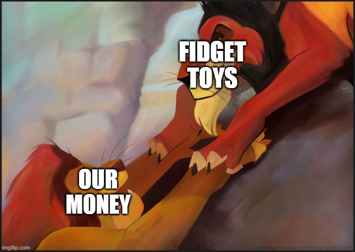 Long live the King | FIDGET TOYS; OUR MONEY | image tagged in long live the king | made w/ Imgflip meme maker