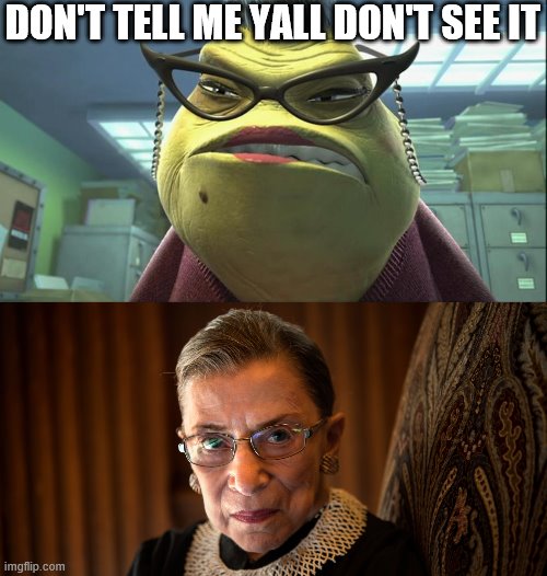 DON'T TELL ME YALL DON'T SEE IT | image tagged in roz monster inc,rbg | made w/ Imgflip meme maker