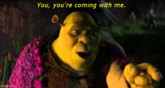 Shrek, coming with me | image tagged in shrek coming with me | made w/ Imgflip meme maker