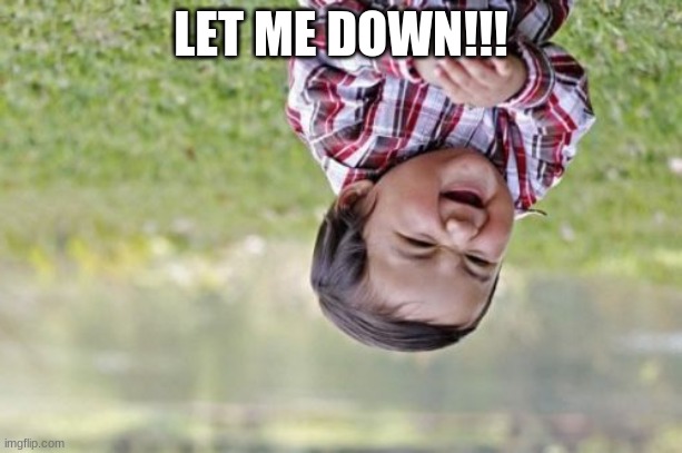 evil baby being hung | LET ME DOWN!!! | image tagged in memes,evil toddler | made w/ Imgflip meme maker