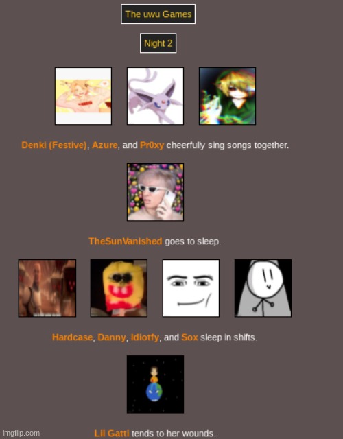 Night 2 (1) Of course Denki kills Terry then sings about it | made w/ Imgflip meme maker