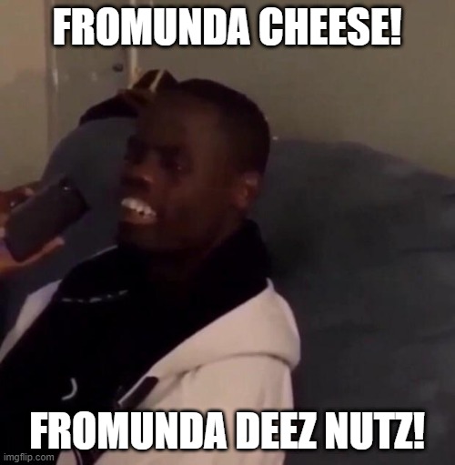 Deez Nutz | FROMUNDA CHEESE! FROMUNDA DEEZ NUTZ! | image tagged in deez nutz | made w/ Imgflip meme maker