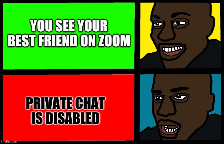 I Drew This For School, Don't Judge | YOU SEE YOUR BEST FRIEND ON ZOOM; PRIVATE CHAT IS DISABLED | image tagged in disappointed black guy,funny memes,drawing | made w/ Imgflip meme maker