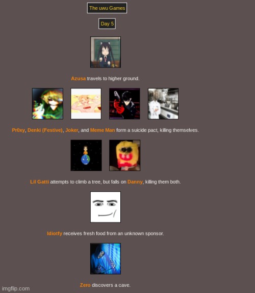 Day 5 (1) Shef died. Told Zero they'd be separated | made w/ Imgflip meme maker