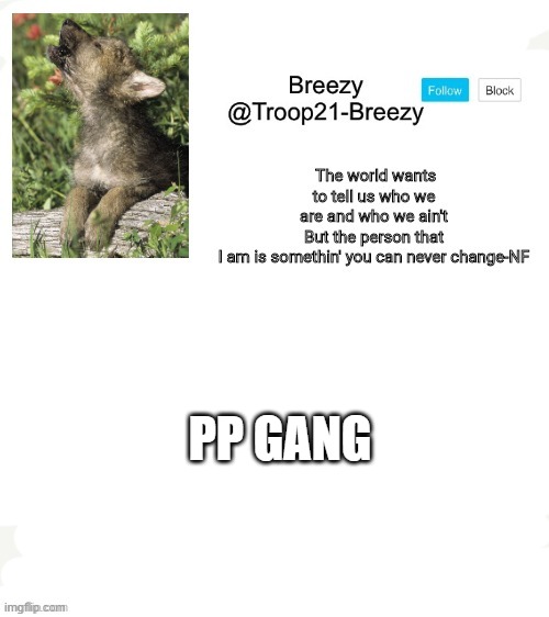 Trooper21-Breezy template | PP GANG | image tagged in trooper21-breezy template | made w/ Imgflip meme maker