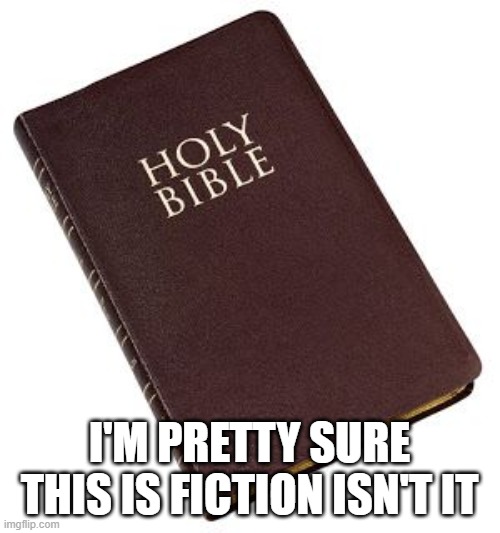 Holy Bible | I'M PRETTY SURE THIS IS FICTION ISN'T IT | image tagged in holy bible | made w/ Imgflip meme maker