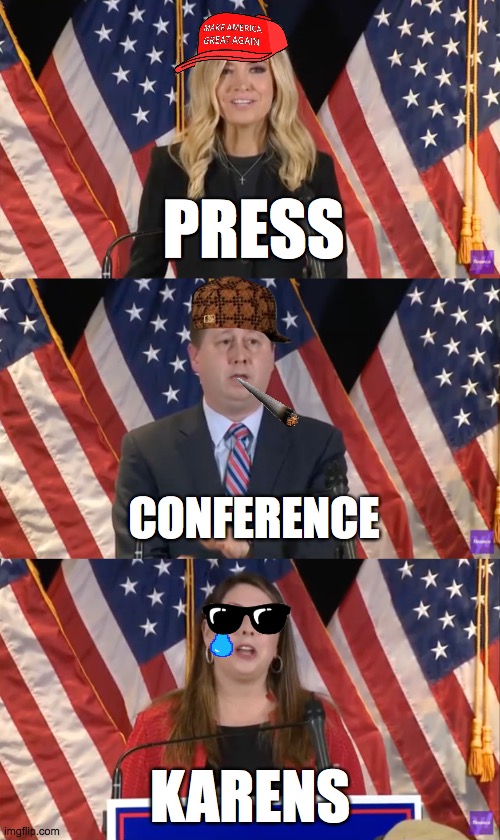 I sure as heck don't like what this election is doing to our country. | PRESS; CONFERENCE; KARENS | image tagged in no country for old men | made w/ Imgflip meme maker