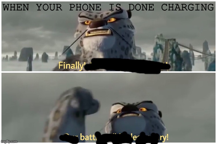 Our Battle Will Be Legendary | WHEN YOUR PHONE IS DONE CHARGING | image tagged in our battle will be legendary | made w/ Imgflip meme maker