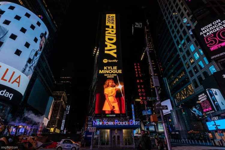 In Times Square. | image tagged in kylie times square | made w/ Imgflip meme maker