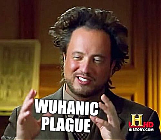 [remembering purgeboy’s greatest one-liner] | WUHANIC PLAGUE | image tagged in memes,ancient aliens,covid-19,coronavirus,bad puns,puns | made w/ Imgflip meme maker