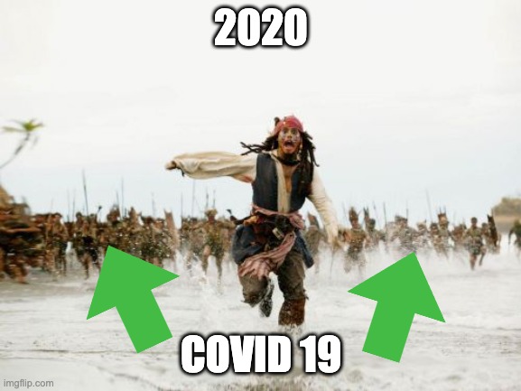 Jack Sparrow Being Chased | 2020; COVID 19 | image tagged in memes,jack sparrow being chased | made w/ Imgflip meme maker