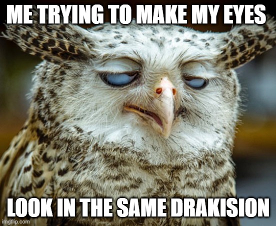 Twisted Proverbs |  ME TRYING TO MAKE MY EYES; LOOK IN THE SAME DRAKISION | image tagged in twisted proverbs | made w/ Imgflip meme maker