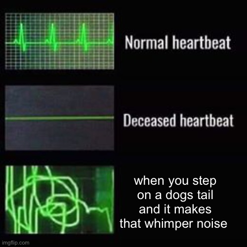 heartbeat rate | when you step on a dogs tail and it makes that whimper noise | image tagged in heartbeat rate | made w/ Imgflip meme maker