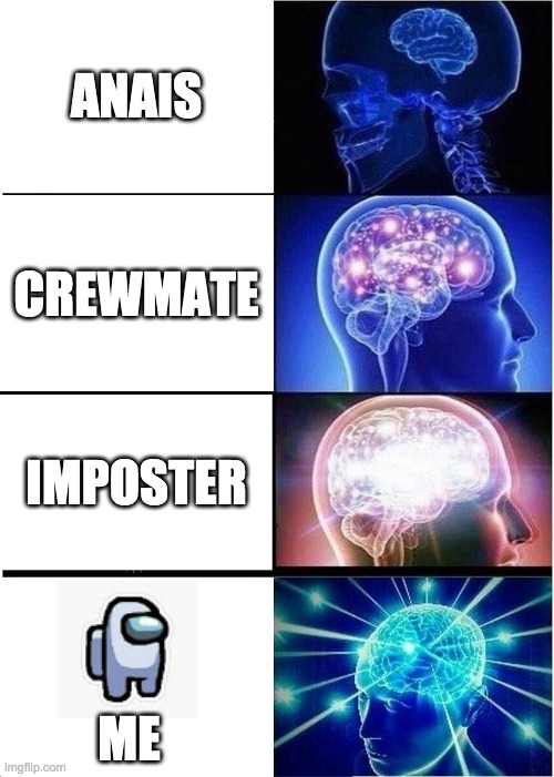 Expanding Brain Meme | ANAIS; CREWMATE; IMPOSTER; ME | image tagged in memes,expanding brain | made w/ Imgflip meme maker