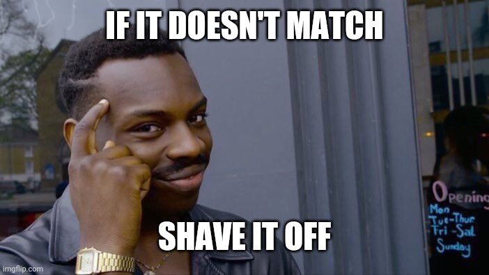 Roll Safe Think About It Meme | IF IT DOESN'T MATCH SHAVE IT OFF | image tagged in memes,roll safe think about it | made w/ Imgflip meme maker
