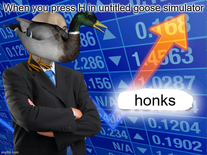 Honks | When you press H in untitled goose simulator; honks | image tagged in stonks | made w/ Imgflip meme maker