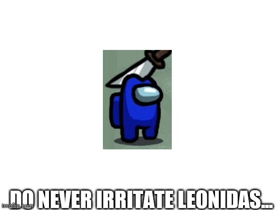 Do never irritate Leonidas... | DO NEVER IRRITATE LEONIDAS... | image tagged in blank white template | made w/ Imgflip meme maker