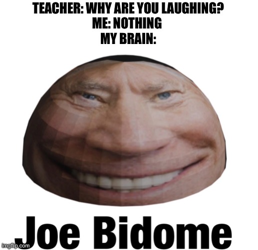 Joe Bidome | TEACHER: WHY ARE YOU LAUGHING?
ME: NOTHING 
MY BRAIN: | image tagged in funny,joe biden | made w/ Imgflip meme maker