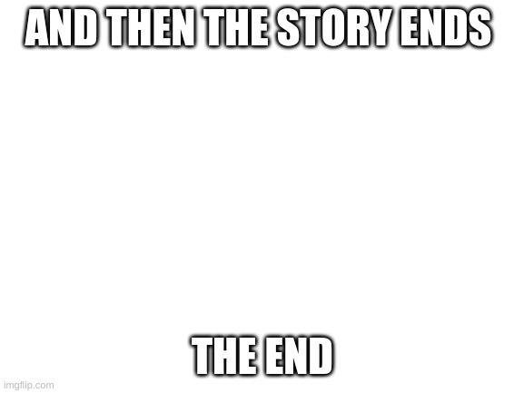 Blank White Template | AND THEN THE STORY ENDS; THE END | image tagged in blank white template | made w/ Imgflip meme maker