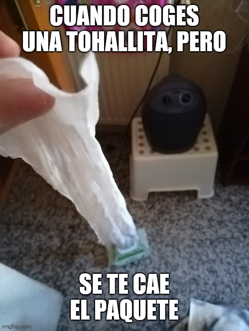 CUANDO COGES UNA TOHALLITA, PERO; SE TE CAE EL PAQUETE | made w/ Imgflip meme maker