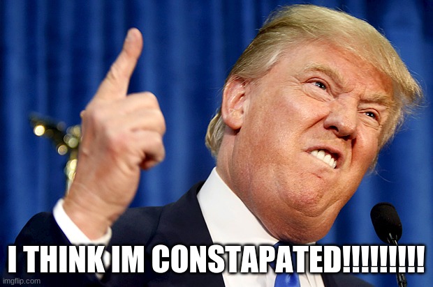 Donald Trump | I THINK IM CONSTAPATED!!!!!!!!! | image tagged in donald trump | made w/ Imgflip meme maker