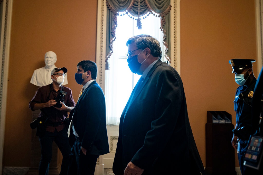 William Barr face mask Blank Meme Template