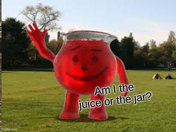 Kool aid man | Am I the juice or the jar? | image tagged in kool aid | made w/ Imgflip meme maker