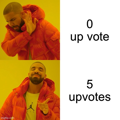 Drake Hotline Bling Meme | 0 up vote 5 upvotes | image tagged in memes,drake hotline bling | made w/ Imgflip meme maker