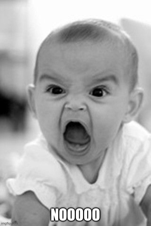 baby screaming | NOOOOO | image tagged in baby screaming | made w/ Imgflip meme maker