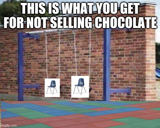I had to do this for GT project | THIS IS WHAT YOU GET FOR NOT SELLING CHOCOLATE | image tagged in swing brick wall fail | made w/ Imgflip meme maker