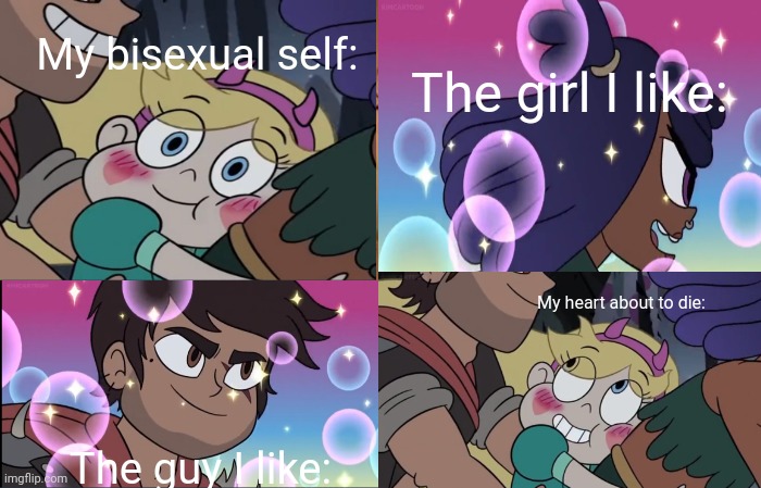 Star Butterfly's Bisexuality | My bisexual self:; The girl I like:; My heart about to die:; The guy I like: | image tagged in cute | made w/ Imgflip meme maker