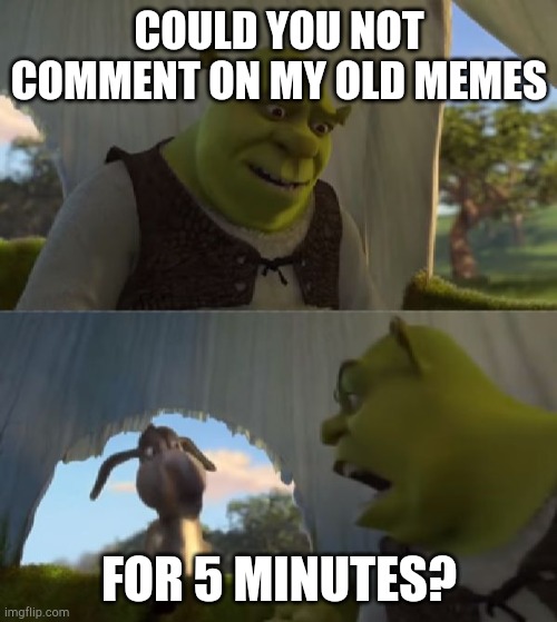 Could you not ___ for 5 MINUTES | COULD YOU NOT COMMENT ON MY OLD MEMES FOR 5 MINUTES? | image tagged in could you not ___ for 5 minutes | made w/ Imgflip meme maker