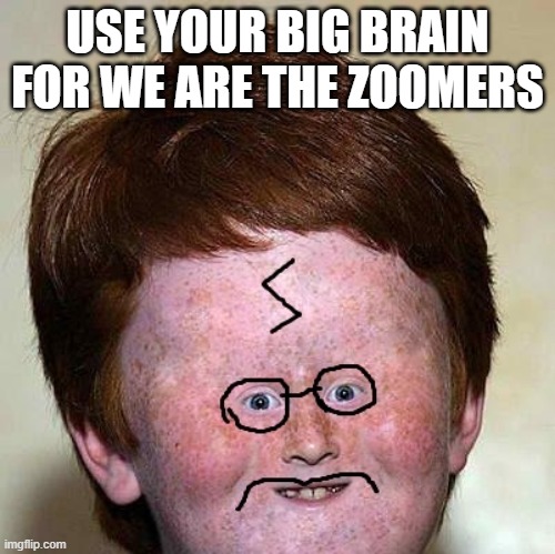WE ARE!! | USE YOUR BIG BRAIN FOR WE ARE THE ZOOMERS | image tagged in funny,want me,what | made w/ Imgflip meme maker