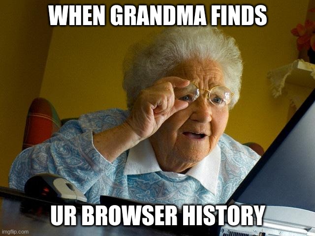Grandma Finds The Internet Meme | WHEN GRANDMA FINDS; UR BROWSER HISTORY | image tagged in memes,grandma finds the internet | made w/ Imgflip meme maker