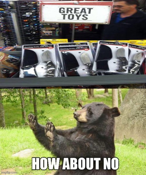 definitely not great toys | image tagged in memes,how about no bear,wtf,you had one job | made w/ Imgflip meme maker