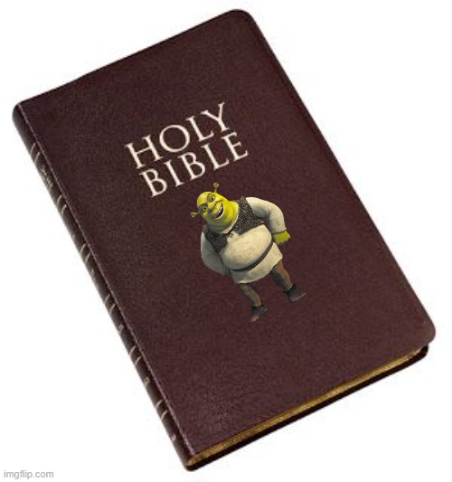 Shrek is on the cover of the holy bible | image tagged in holy bible | made w/ Imgflip meme maker